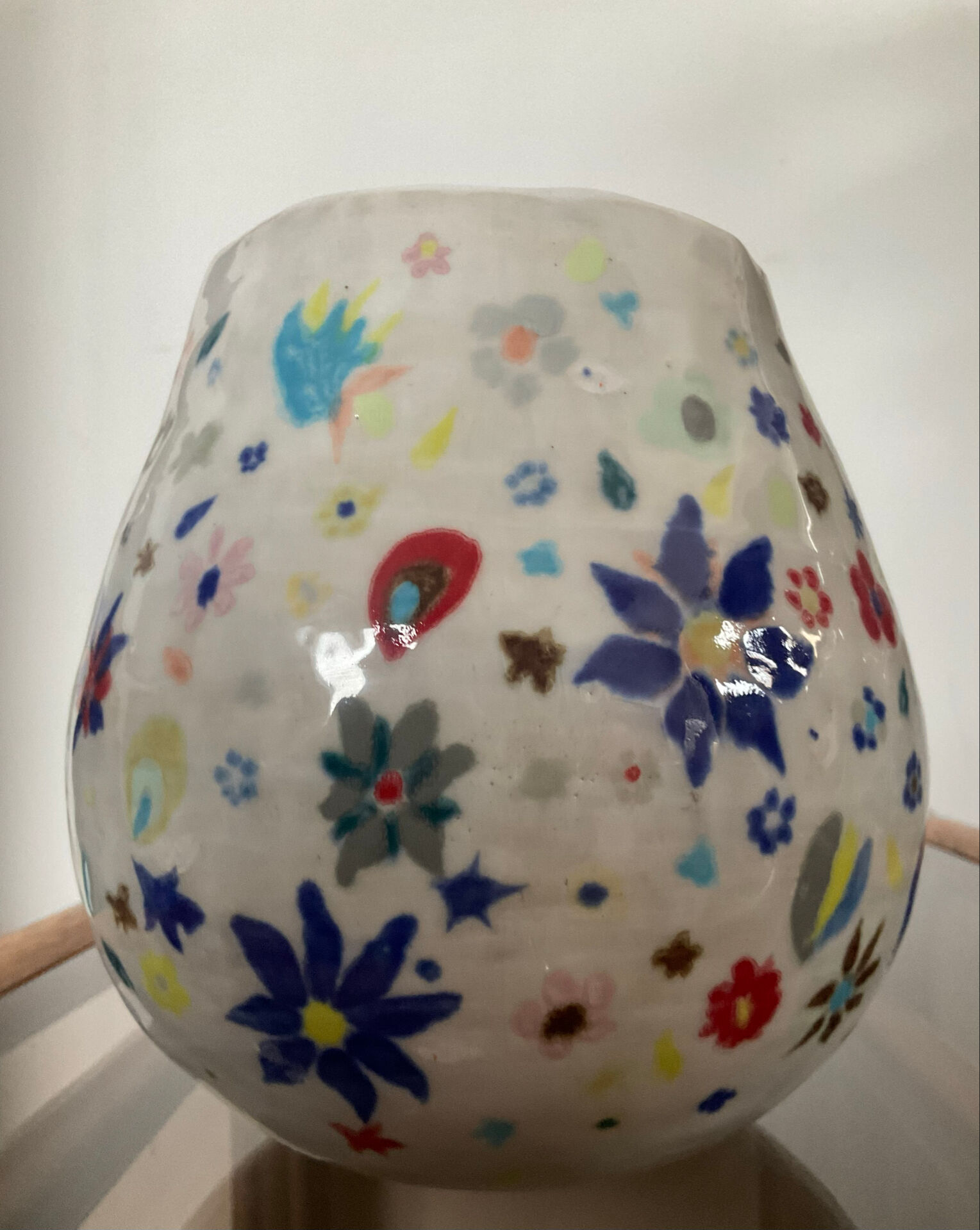 Vase boule vintage en céramique émaillé décor Millefiori