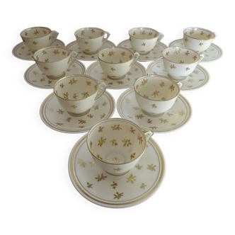 White and gold Limoges porcelain coffee service - A Lanternier & Cie - 10 people
