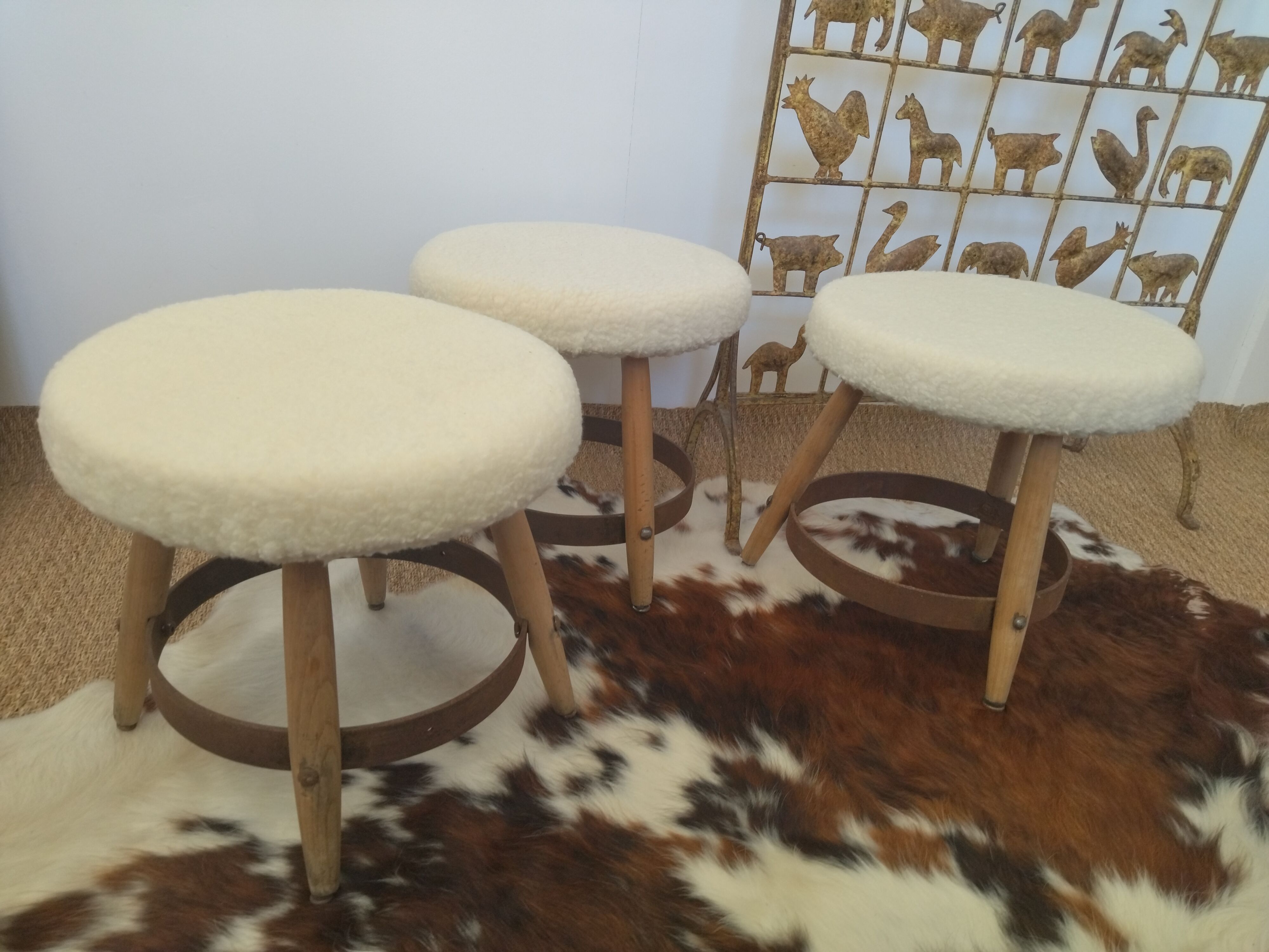 3 vintage stools 50s