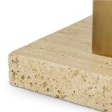 Pair of modern table lamps, vintage brass finish, travertine base.