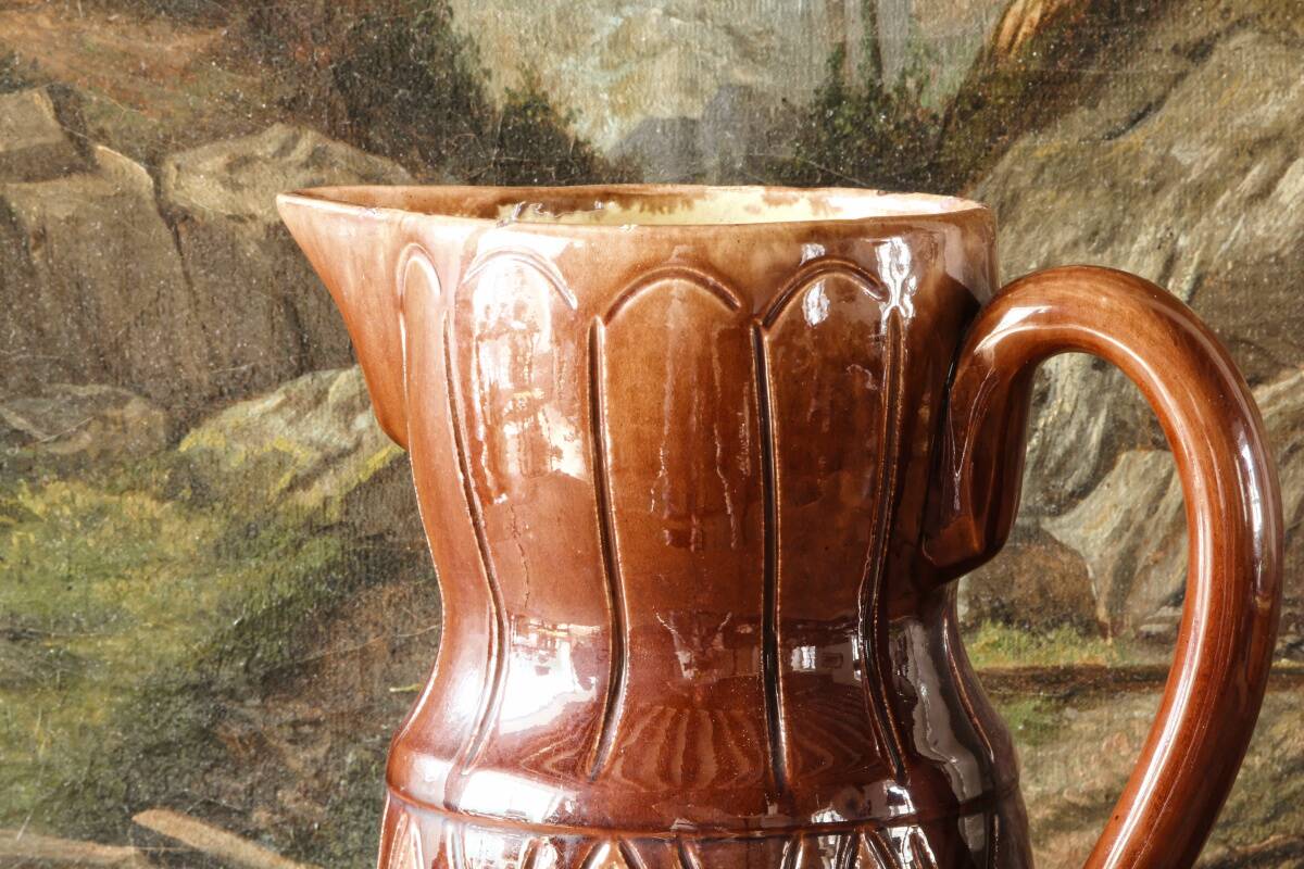 Large modernist glazed earthenware jug, 1950s