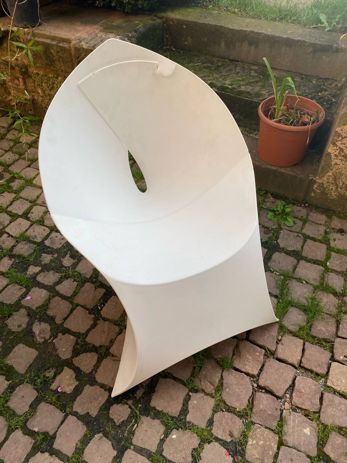White ABS folding chair signed Flux Amsterdam circa 1980