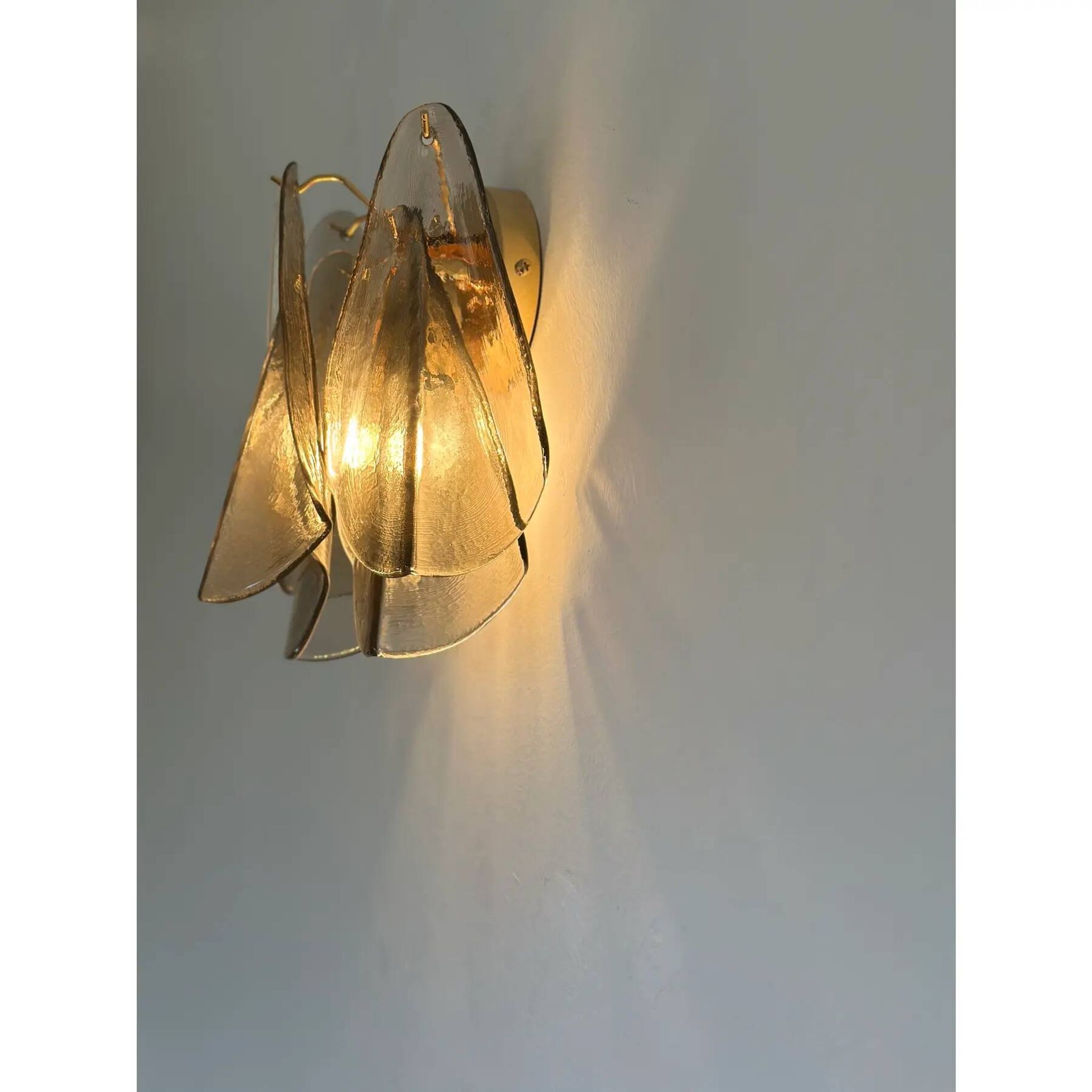 Contemporary Modern Smoked-Fumè "Rondini" Murano Wall Sconces- Set of Two