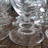 Set of 12 vintage champagne flutes on low crystalline stand