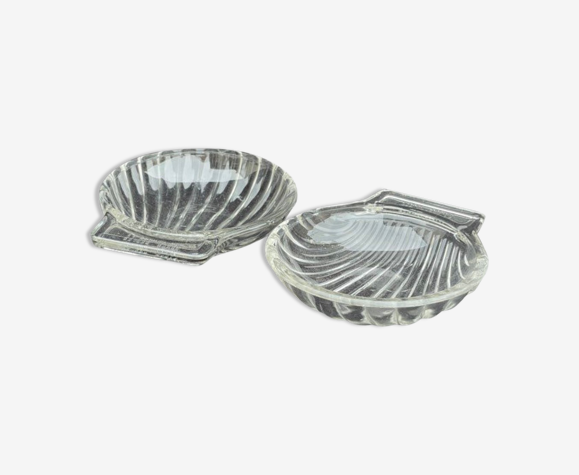 Lot de 2 coquilles saint Jacques verre Pyrex vintage