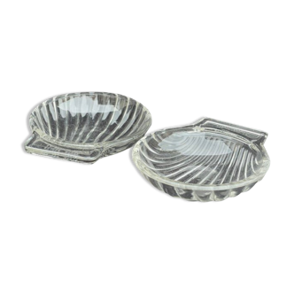 Lot de 2 coquilles saint Jacques verre Pyrex vintage