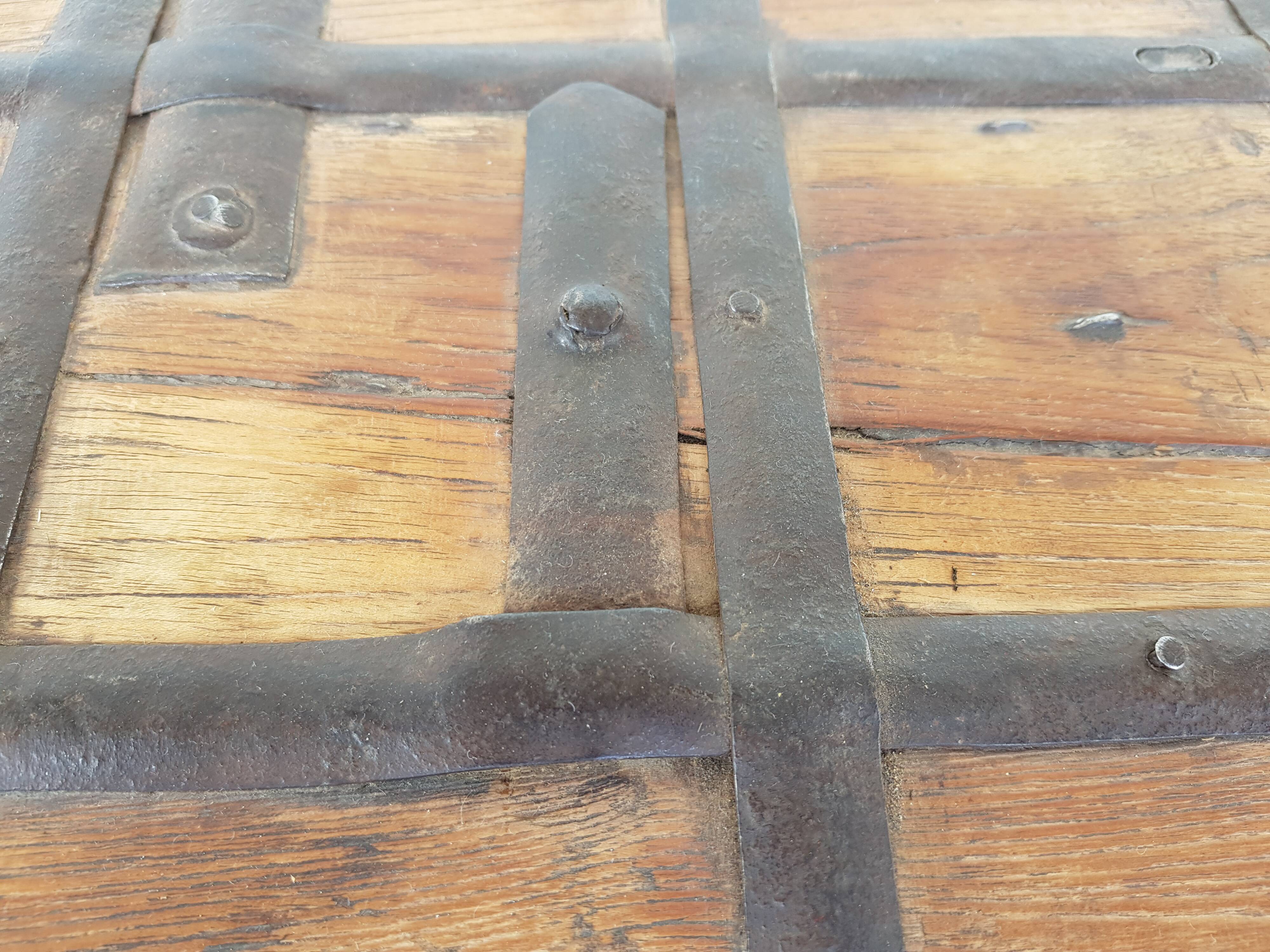 Old Vintage Indian Box on Wooden Wheels Early 20th S