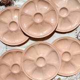 6 pink porcelain oyster plates from Digoin Sarreguemines
