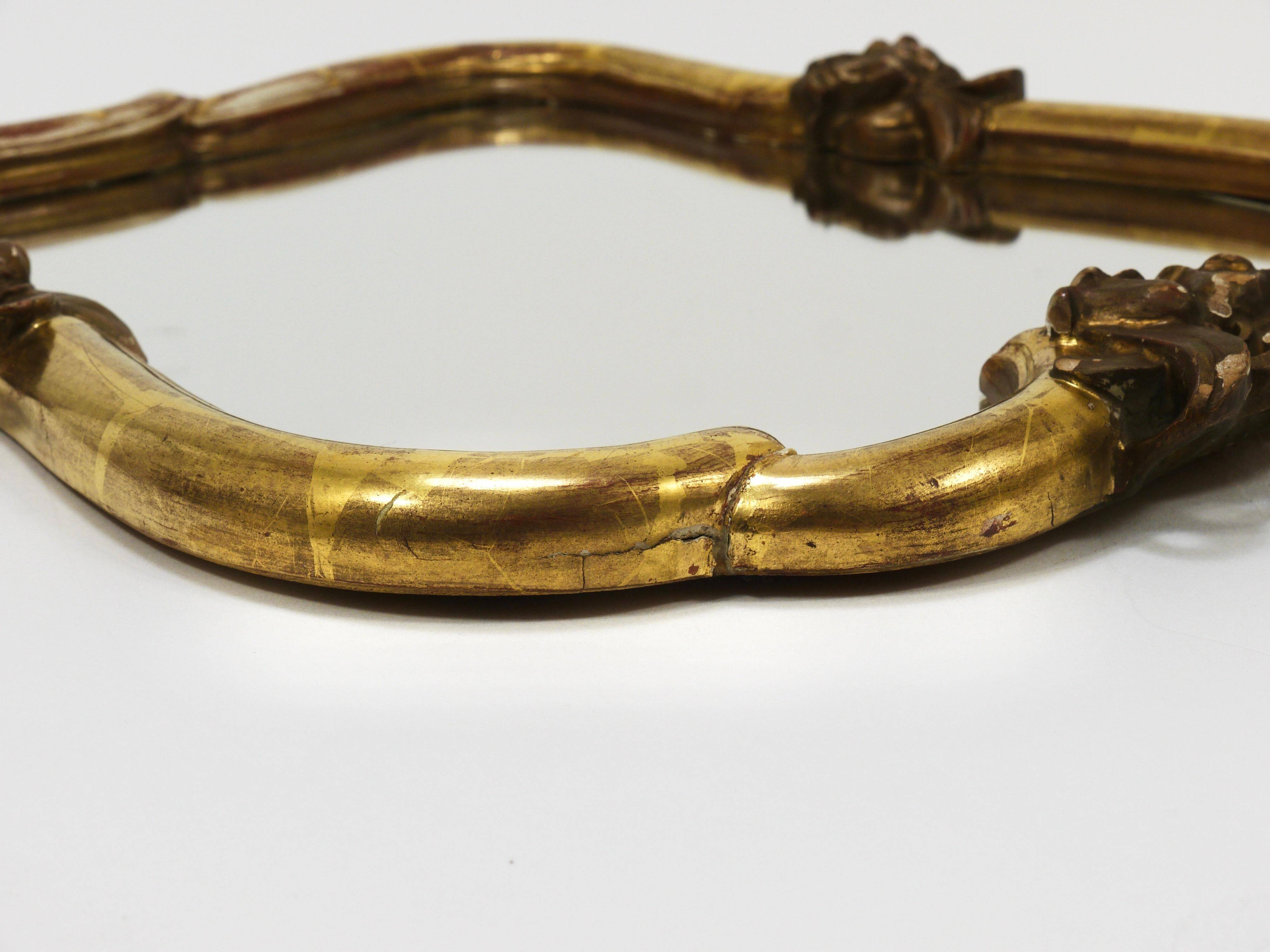 Max Welz Vienna Art Nouveau Hand-Carved Gilded Wood Wall Mirror, Austria, 1930s