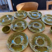 Set of 8 asparagus plates and 2 bowls from Gien