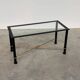 Vintage Coffee Table in Textured Black Wrought Iron and Glass with Gold Detail, 1970s