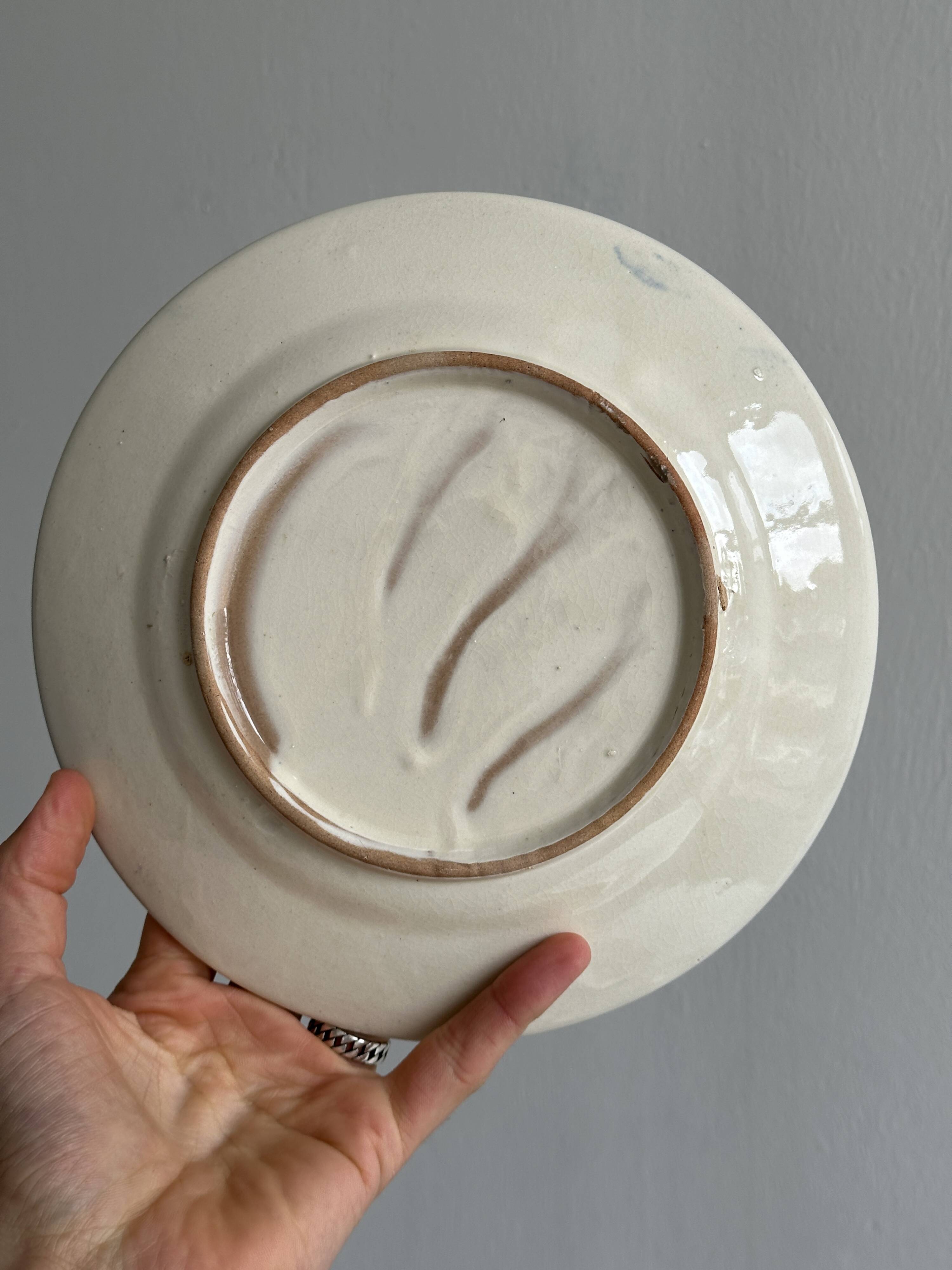 Set of 6 hand painted plates with rooster motif