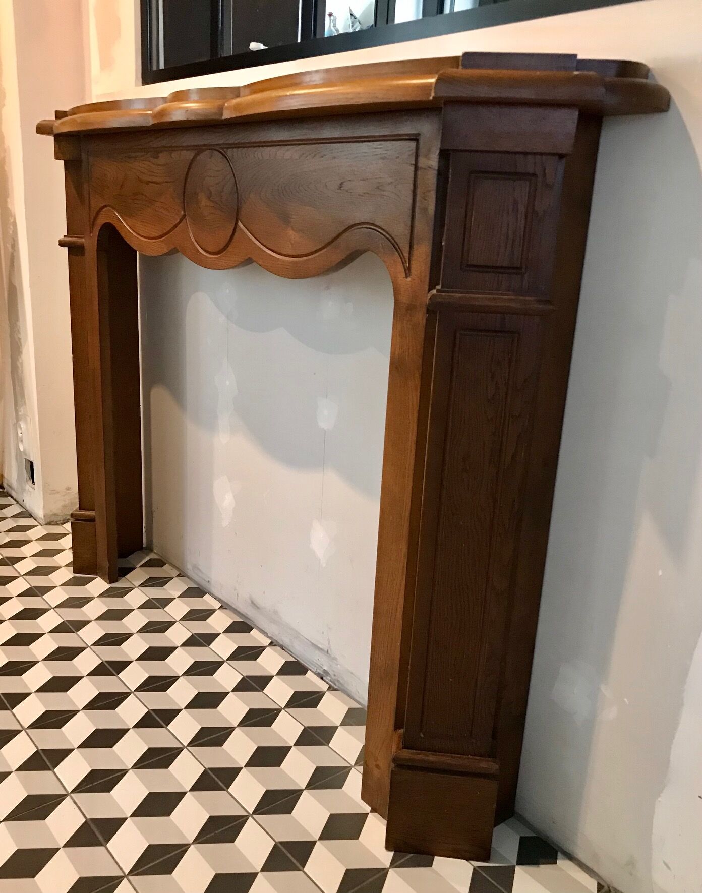 Louis XV-style oak mantelpiece