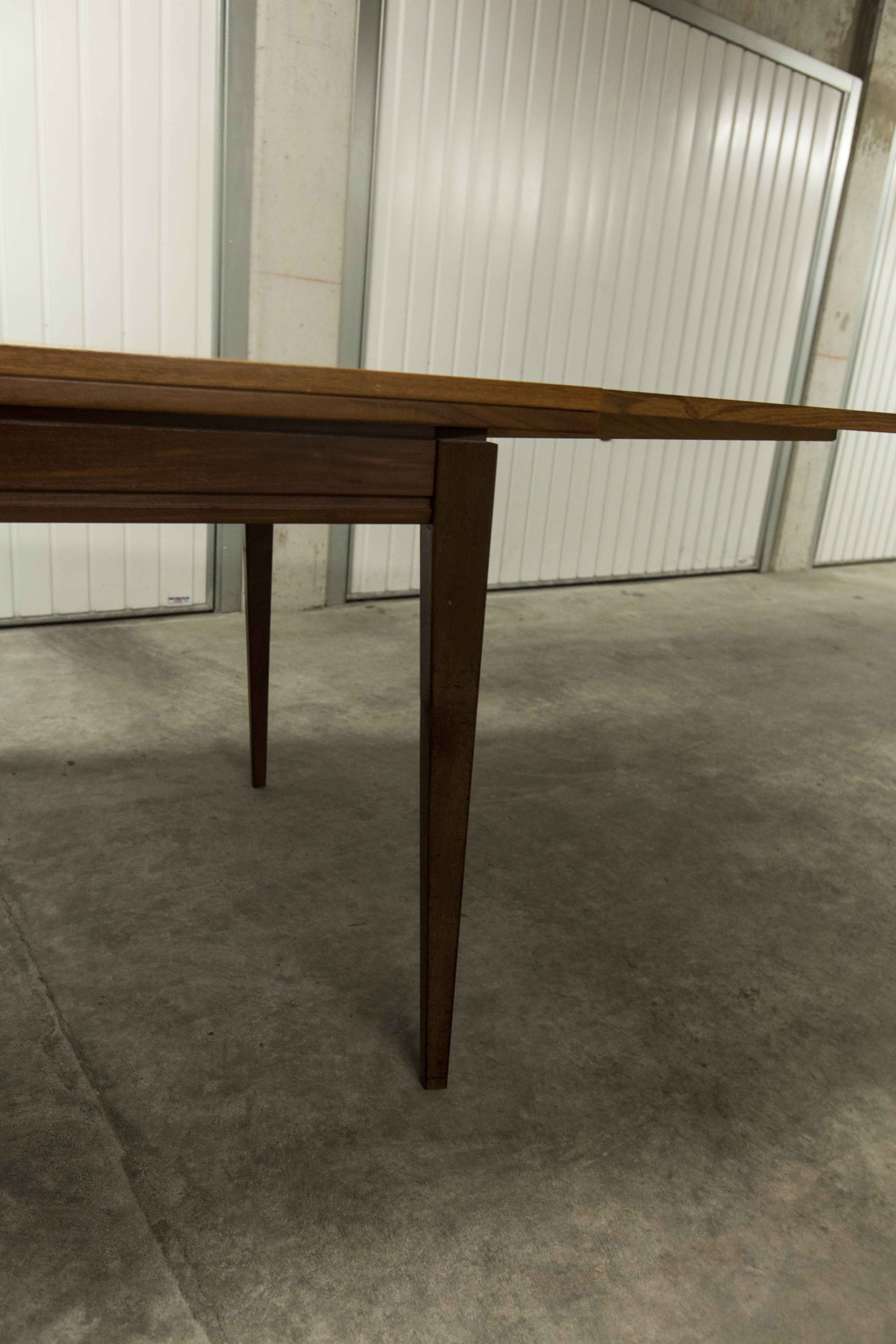 60's rectangular Scandinavian table with extension cords