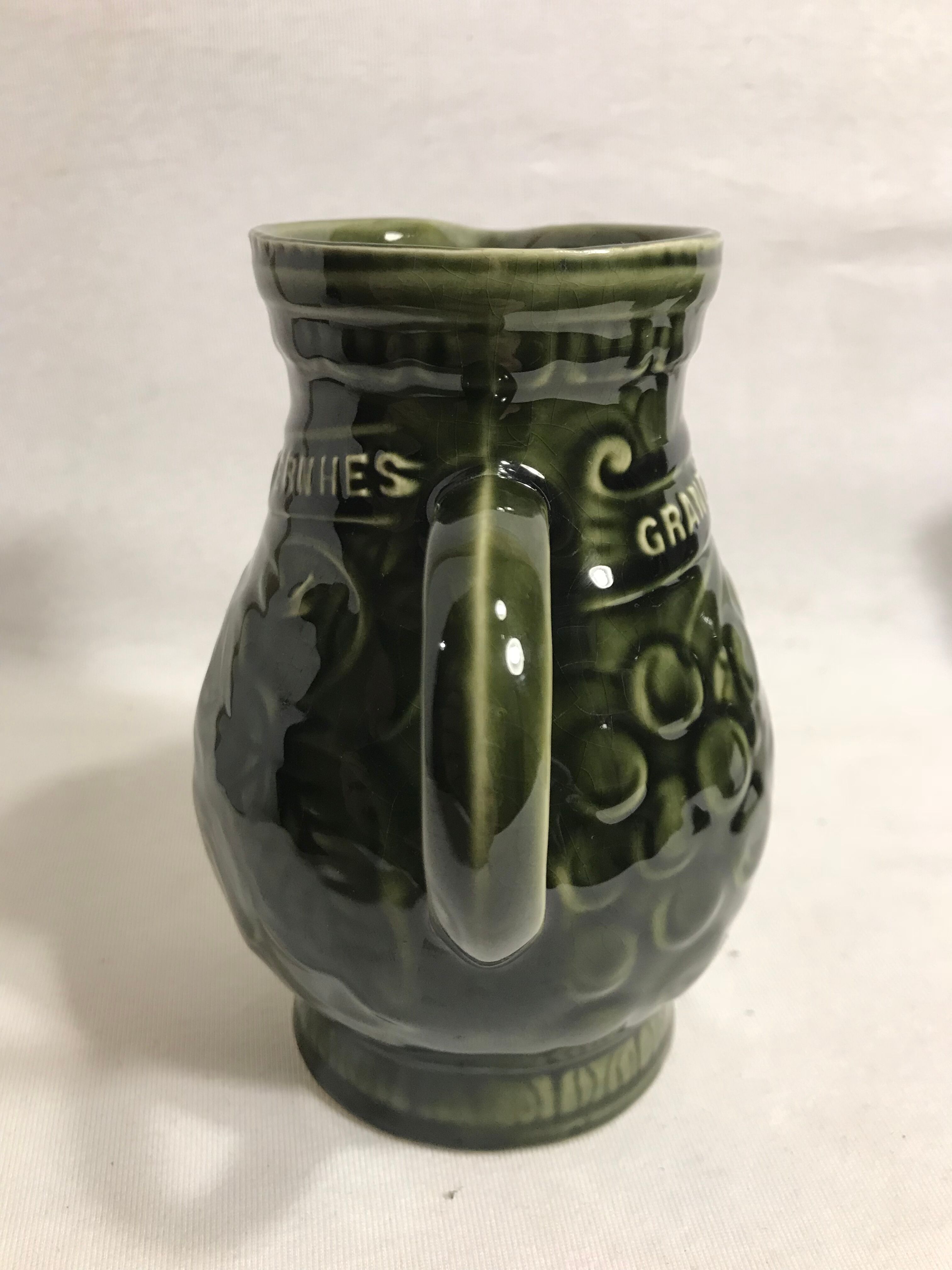 Lot 3 old pitcher SARREGUEMINES FRANCE ceramic green kitchen Vintage