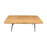 Table basse des années 50 pieds en métal et laiton