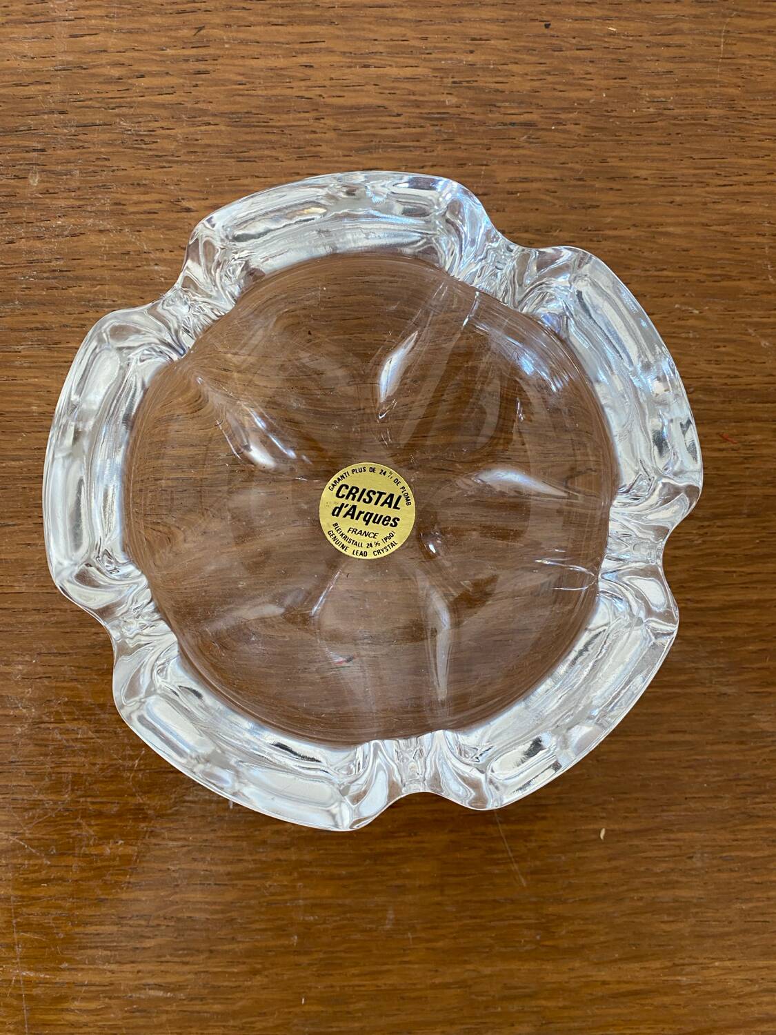 Pair of antique crystal ashtrays from Arques, France