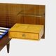 Vintage double bed with nightstands in teak, maple, brass & glass, 1960s