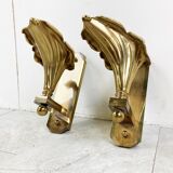 Pair of Bronze flower wall lamps, 1970s