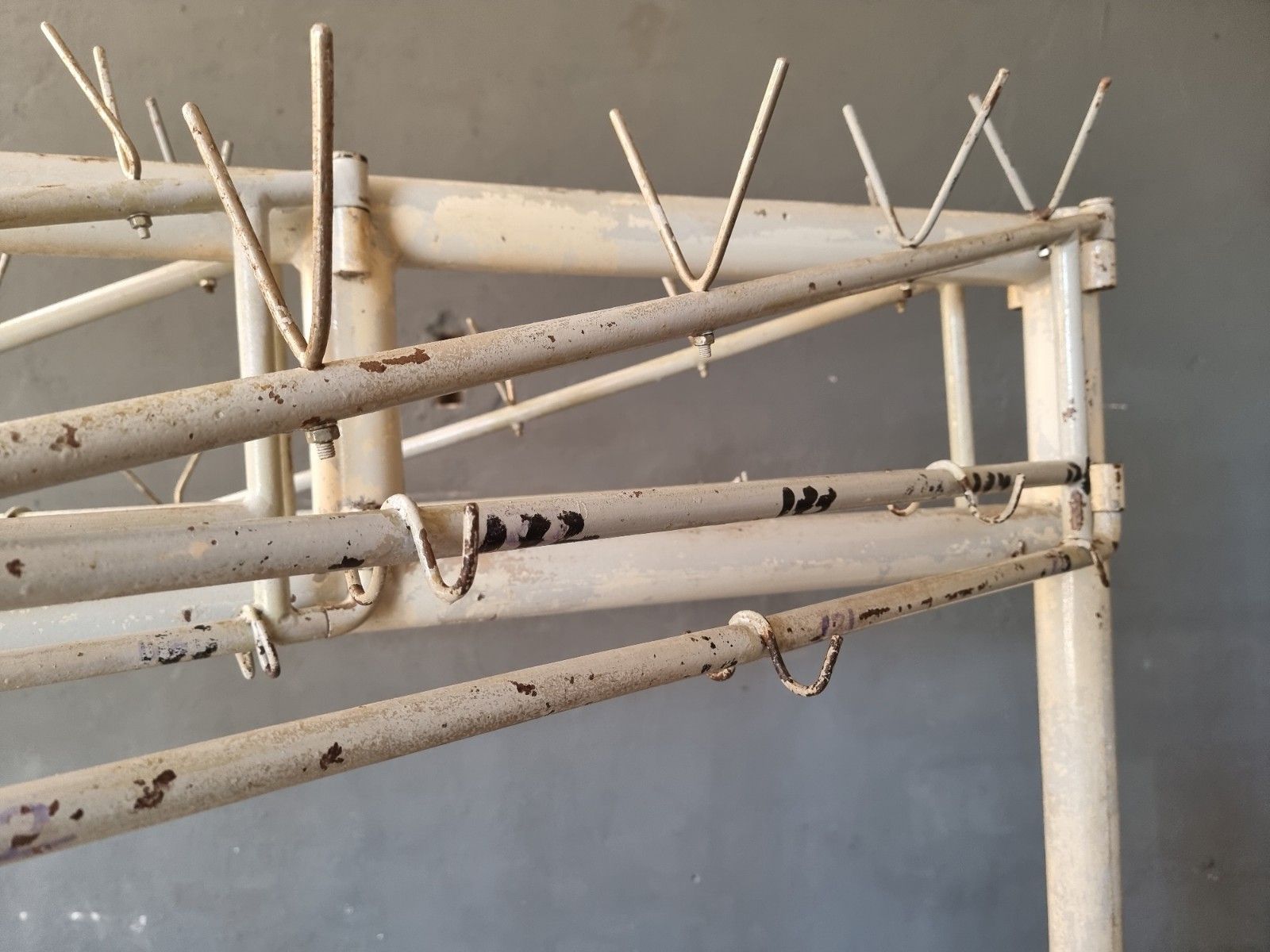 Old industrial coat rack, wardrobe rack XXXL