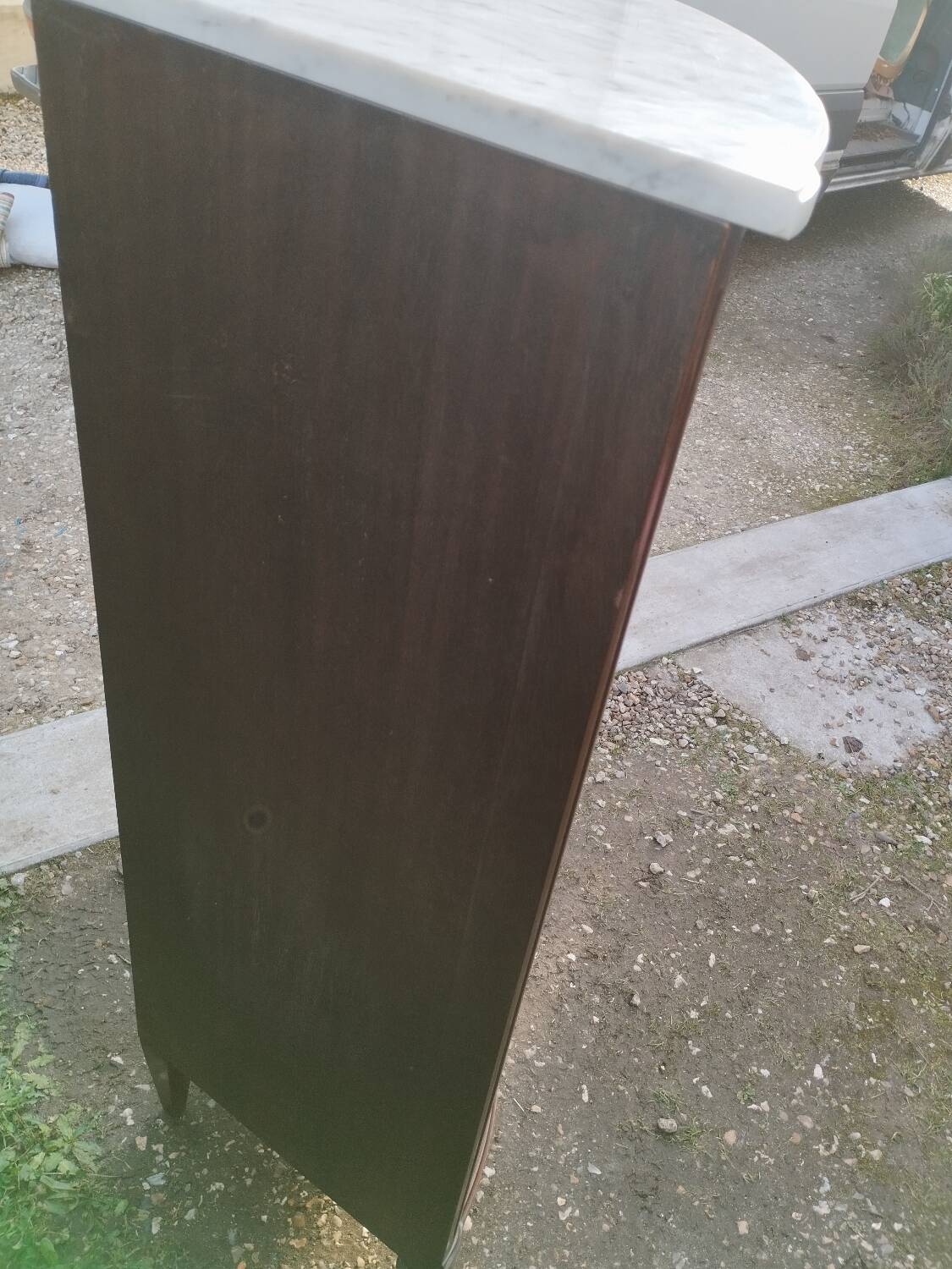 Antique Louis XVI style corner unit with marble top