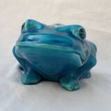 Blue ceramic frog flower frog