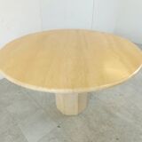 Round italian travertine dining table 1970s