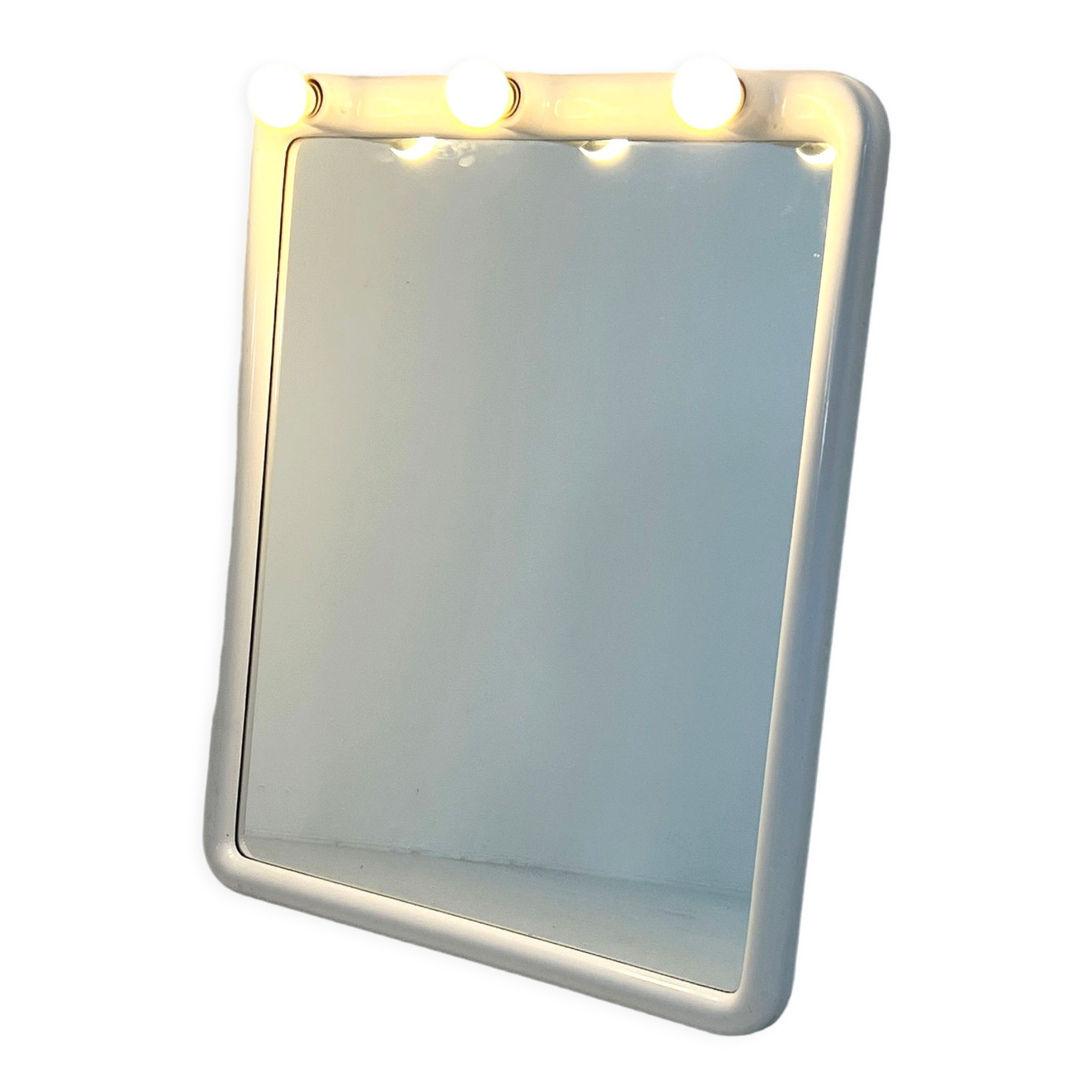 White bulb mirror by carrara & matta, 1970