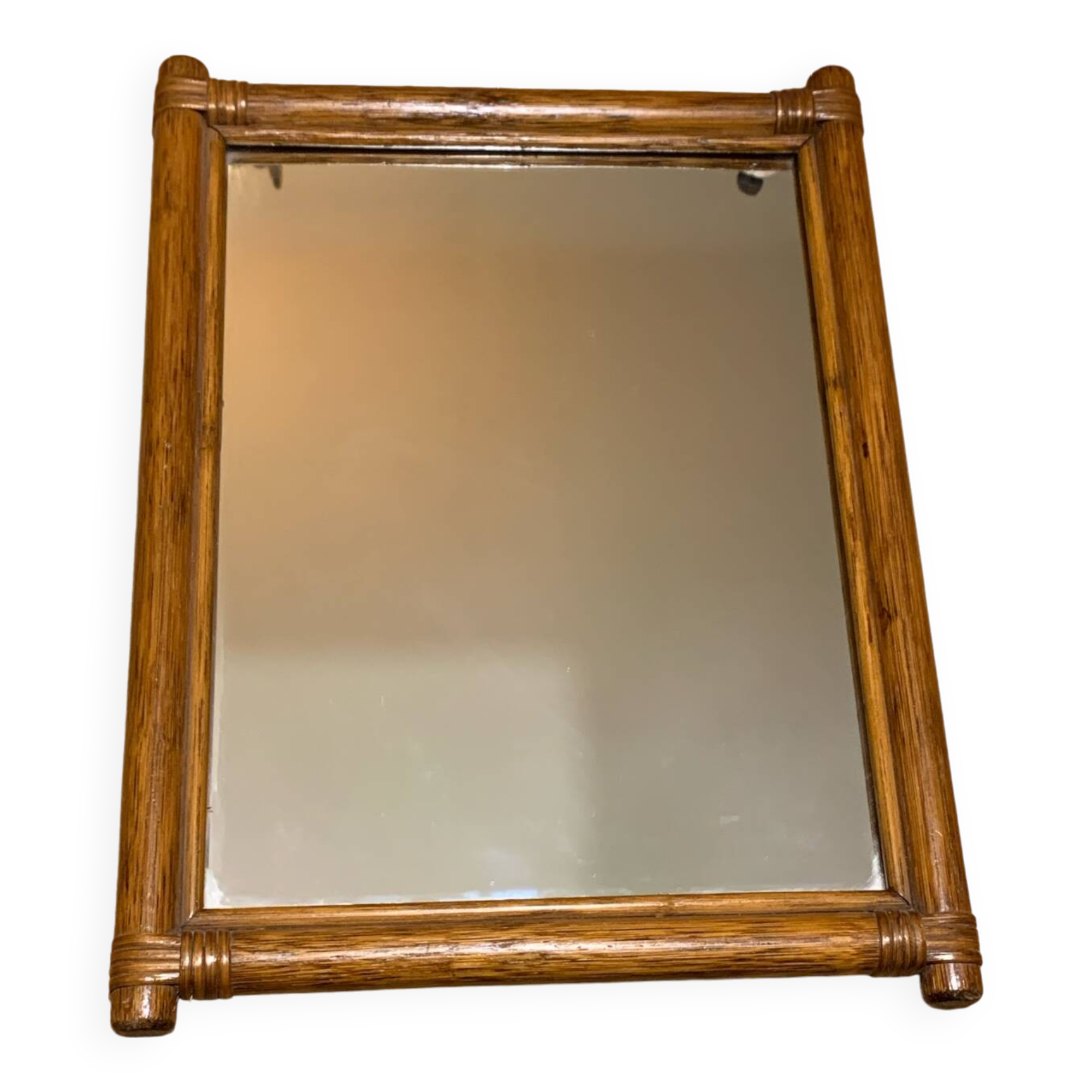 Miroir d’époque bois et rotin