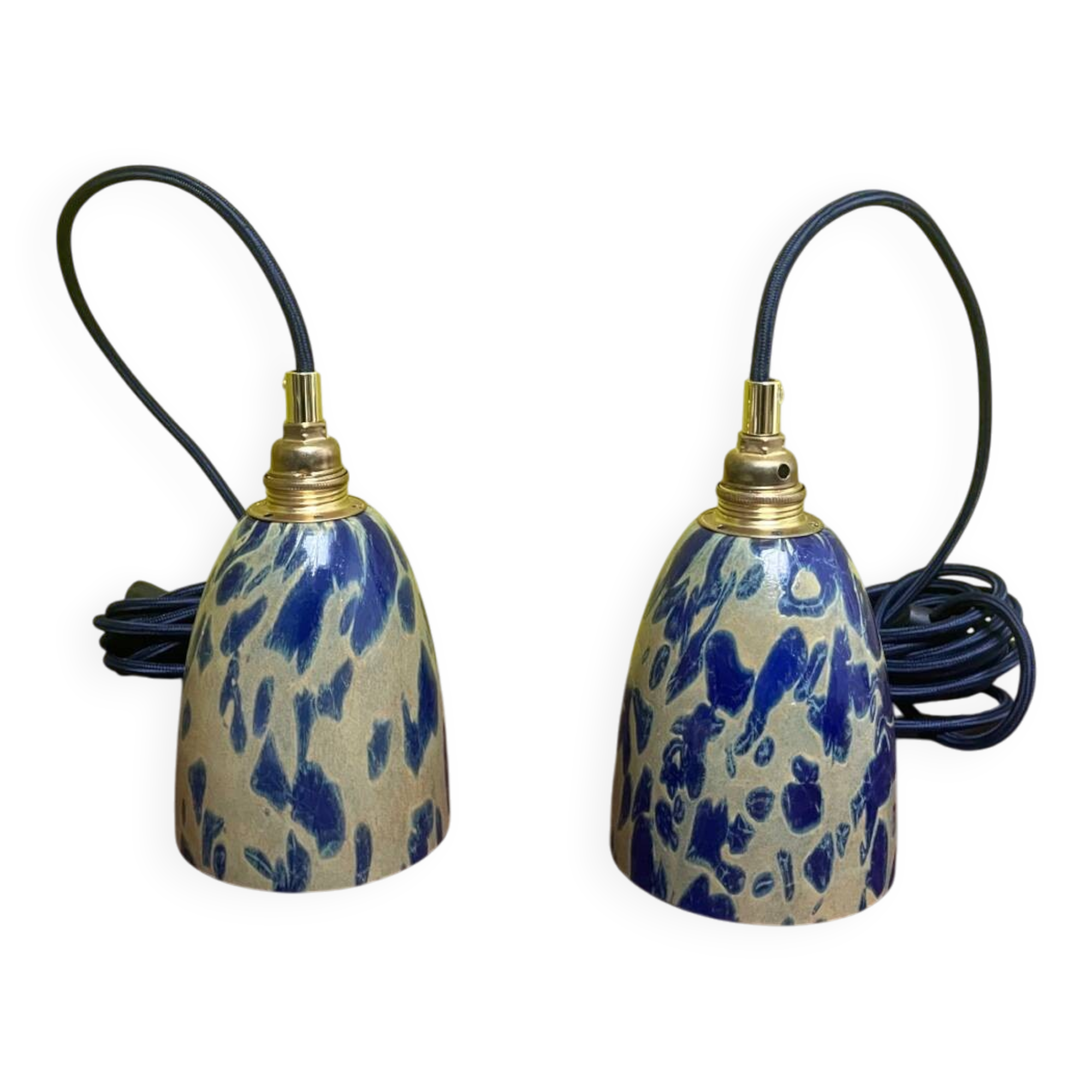 Paire de lampes baladeuses globe pate de verre vintage