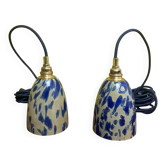 Pair of vintage glass globe portable lamps