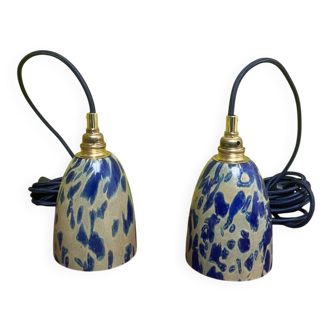 Pair of vintage glass globe portable lamps