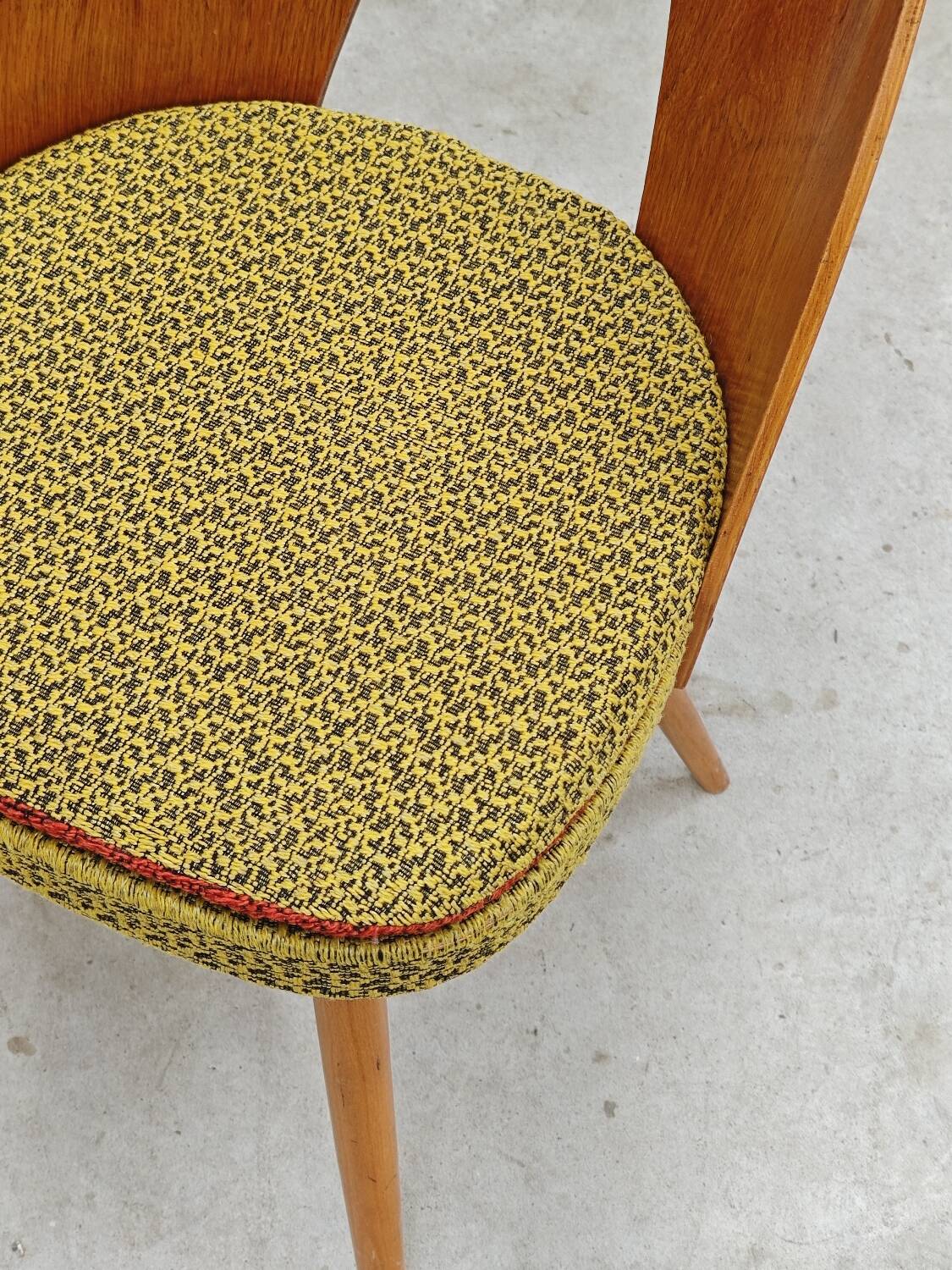 Set of 4 yellow Antonin Suman chairs for Tatra Nabytok 1960