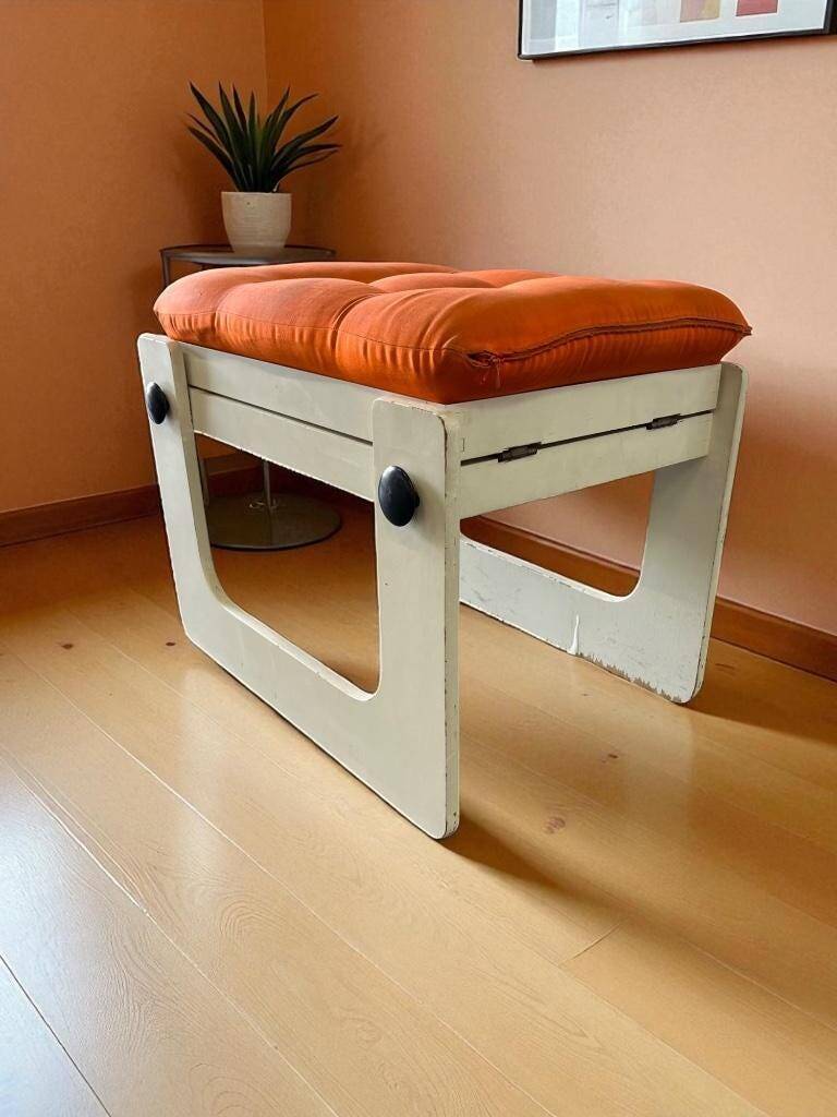 Tabouret d'appoint orange vintage / pouf / marchepied de cuisine