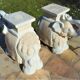 Pair of enamelled white ceramic elephant harnesses