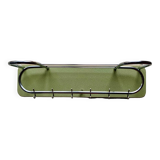 Large vintage wall-mounted coat rack in green Formica and chrome metal