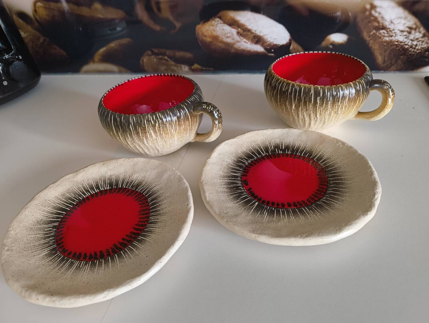 Breakfast service Bruno Dose + egg cup – Poterie du Breuil, Sar