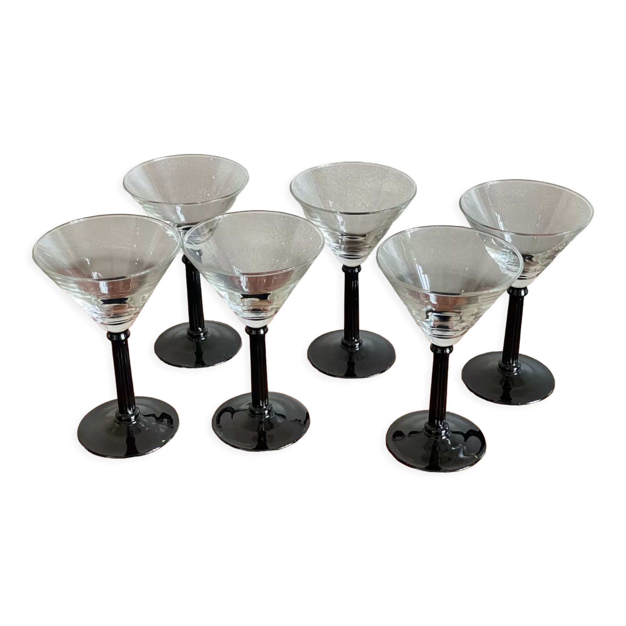 6 art deco glasses fine feet