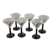 6 verres art déco pieds fin