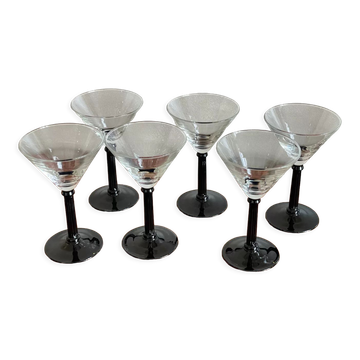 6 art deco glasses fine feet