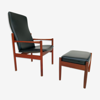 Danish armchair with stool, 60