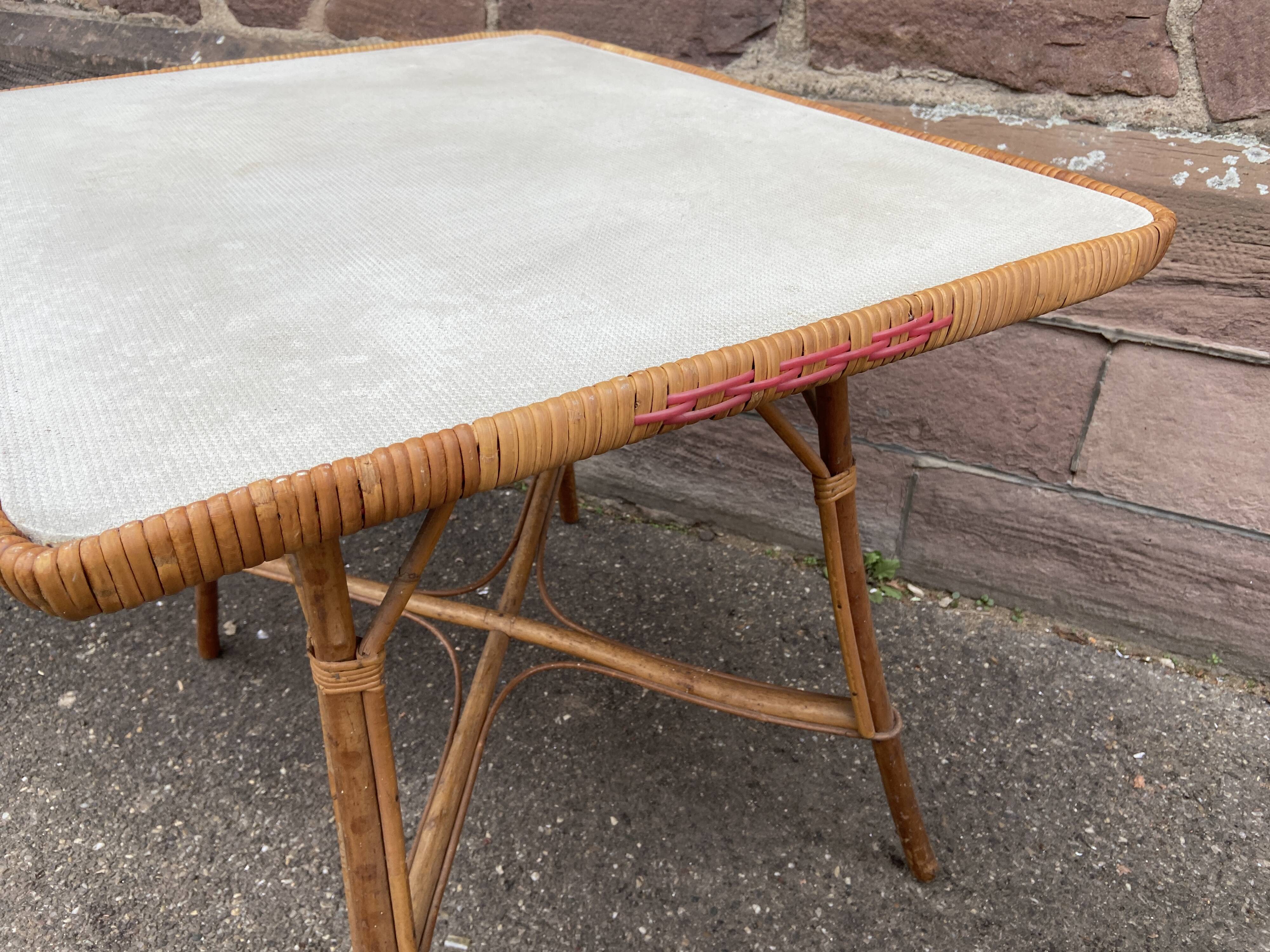 Vintage bamboo & rattan table 1950
