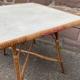 Vintage bamboo & rattan table 1950