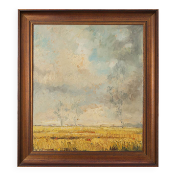 Impressionist Belgian Landscape Painting, Oil on Canvas, 20th Century