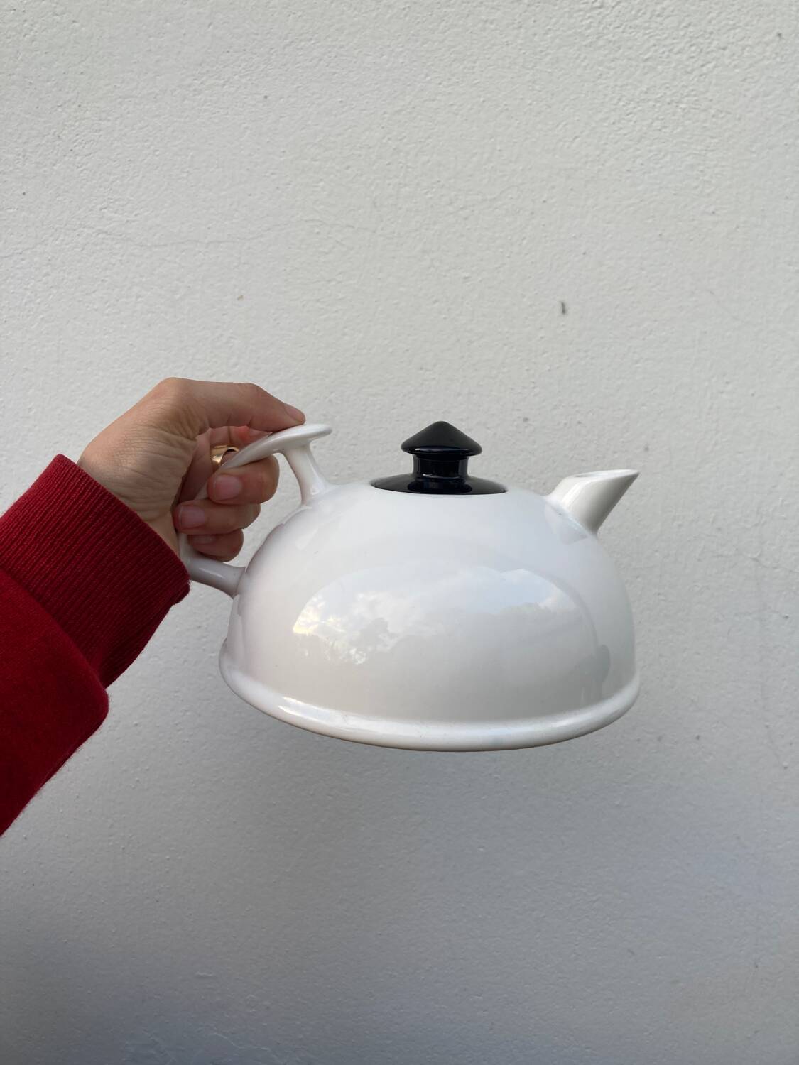 Postmodernist white ceramic teapot