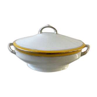 Small soup bowl in Limoges porcelain yellow 50s