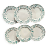 Lot de 6 Assiettes Plates Anciennes Terre de Fer "Lilas" – Longchamp XIXe –