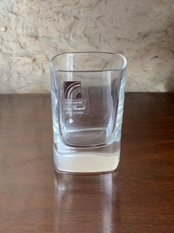 Ensemble, carafe à whisky vintage en cristal avec 6 verres, par Luigi Bormioli, circa 70’s