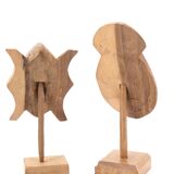 Six masques Africains soclés à poser en bois, années 70