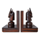 Pair of vintage wooden bookends with stylised horse heads.